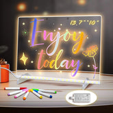 LED Light-Up Drawing Board – 13.7"x10" Color-Changing Acrylic Dry Erase Board with 7 Markers & Stand